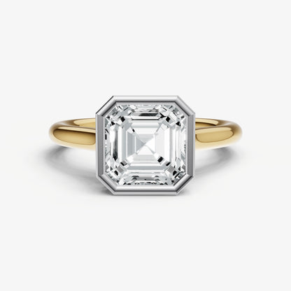 Asscher Bezel Set Cathedral Set Engagement Ring