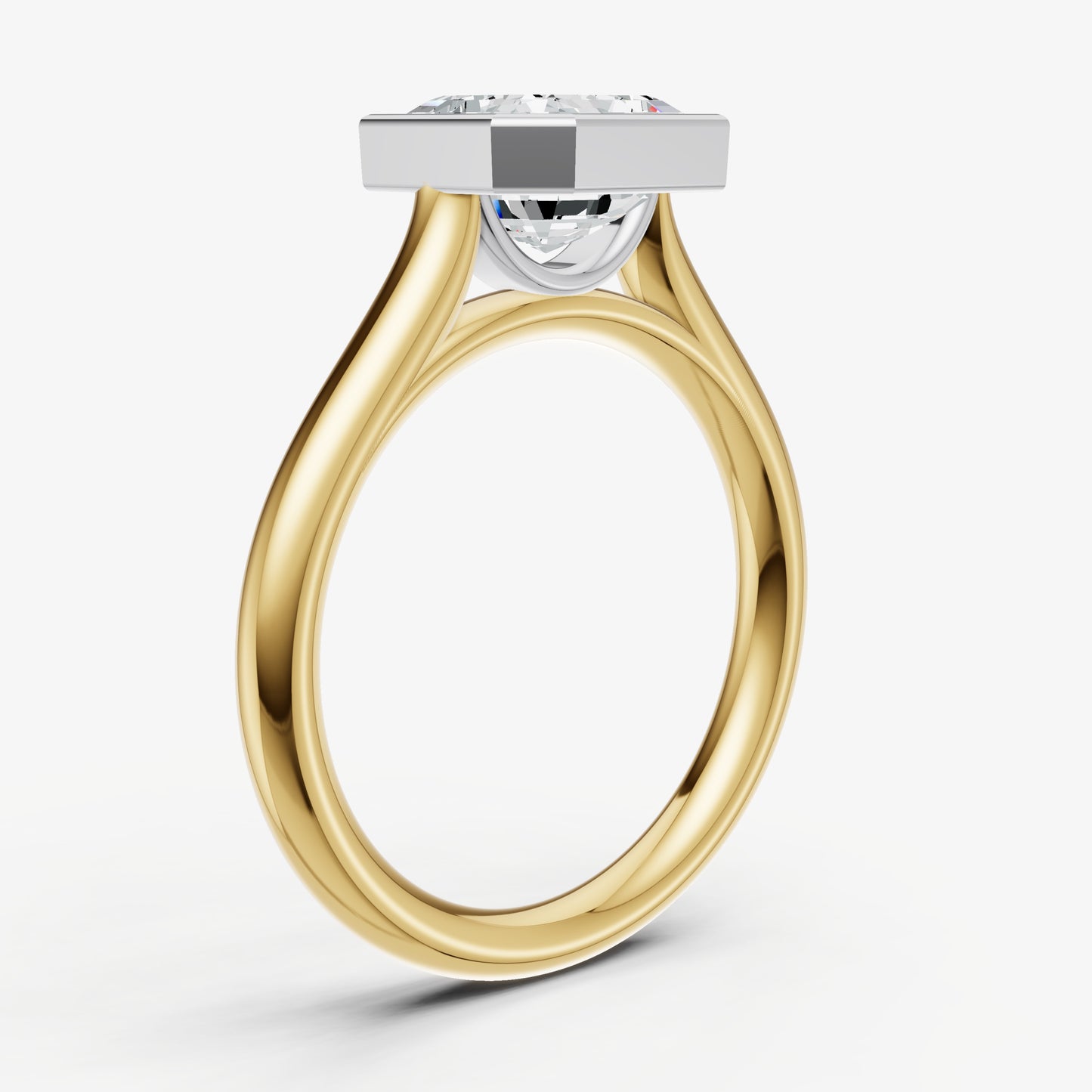 Asscher Bezel Set Cathedral Set Engagement Ring