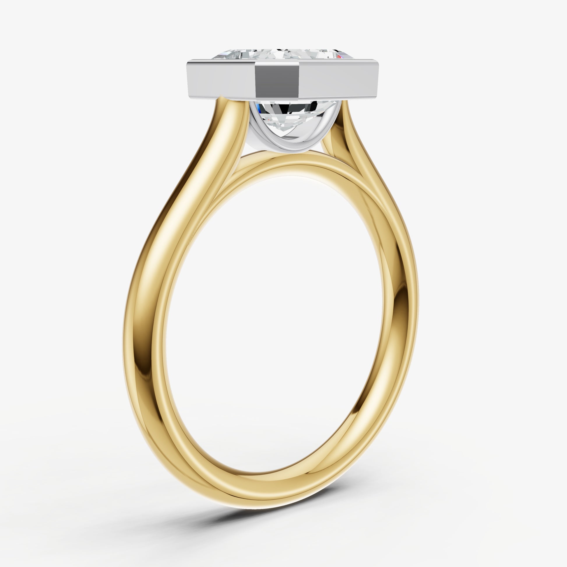Asscher Bezel Set Cathedral Set Engagement Ring