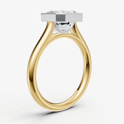 Asscher Bezel Set Cathedral Set Engagement Ring