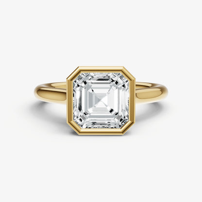 Asscher Bezel Set Cathedral Set Engagement Ring