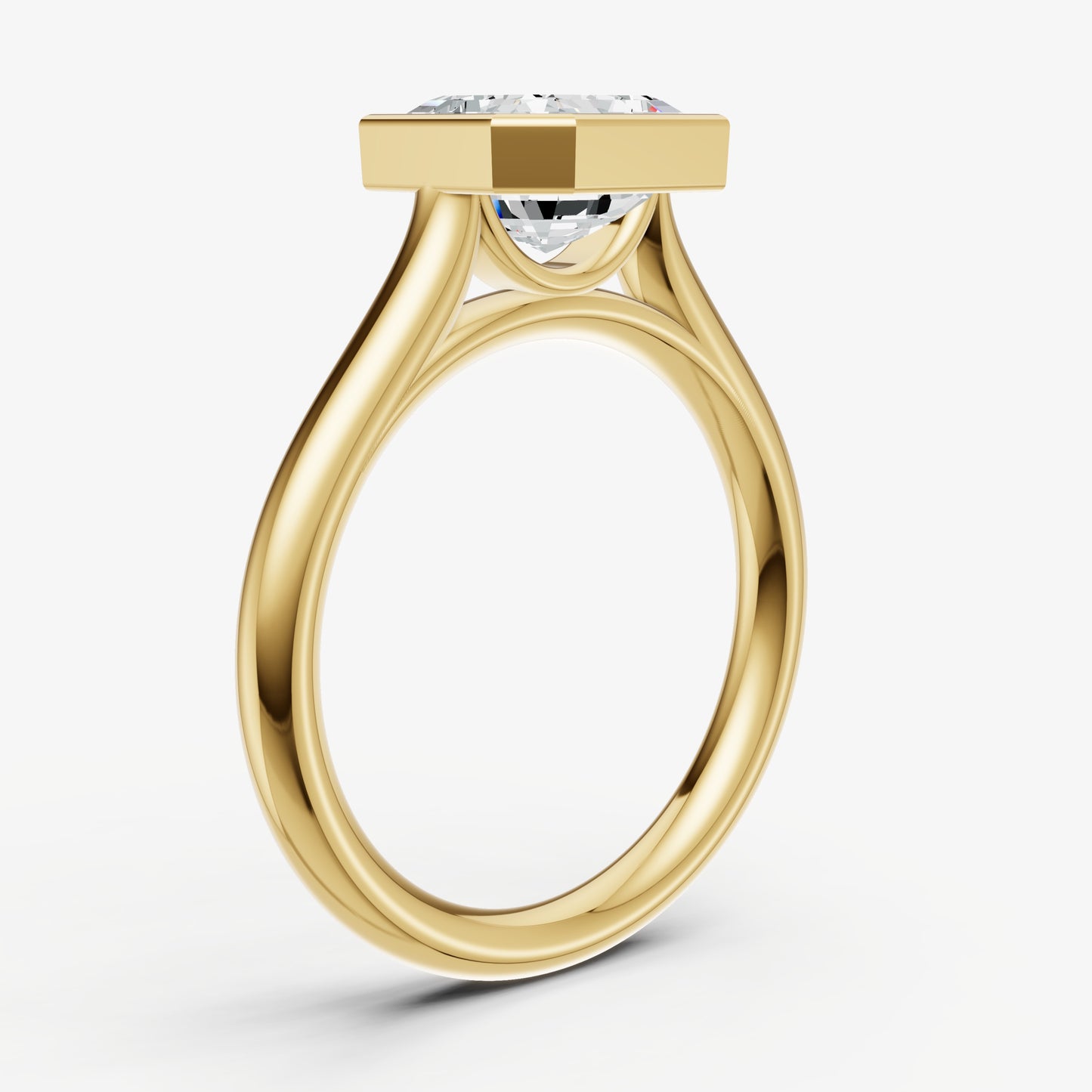 Asscher Bezel Set Cathedral Set Engagement Ring