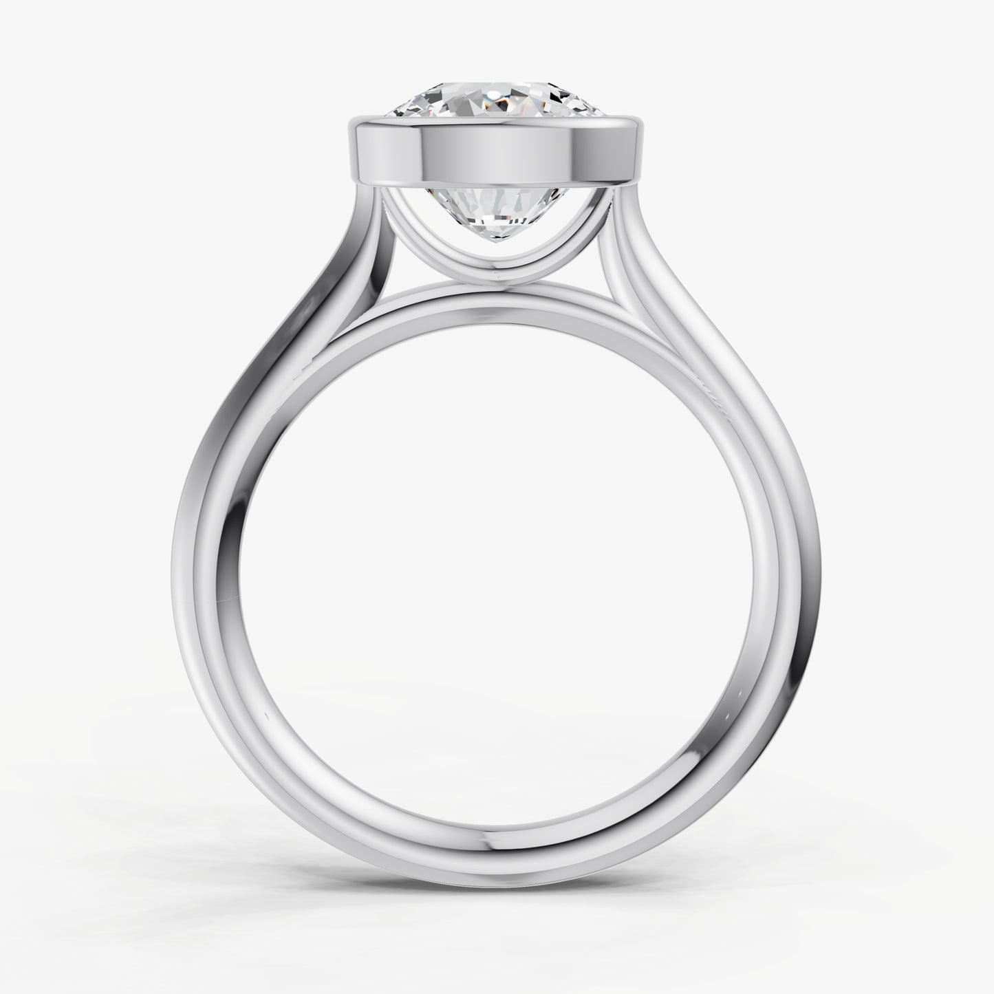 Cushion Bezel Set Cathedral Set Engagement Ring