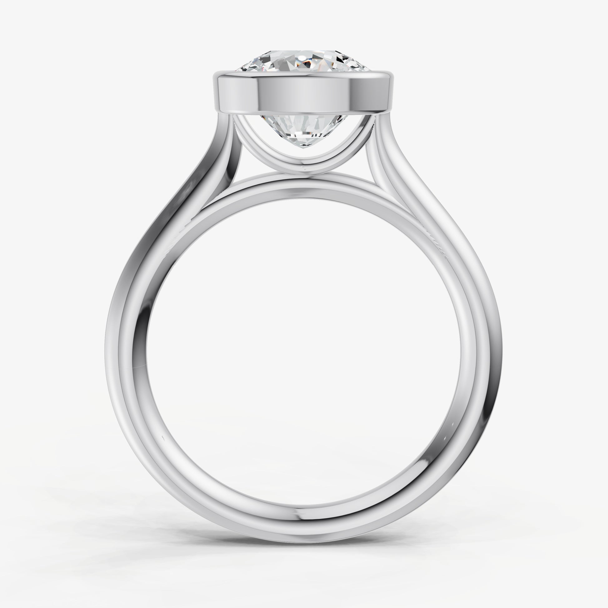 Cushion Bezel Set Cathedral Set Engagement Ring