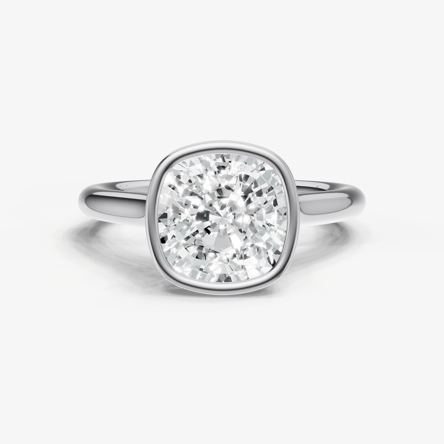 Cushion Bezel Set Cathedral Set Engagement Ring