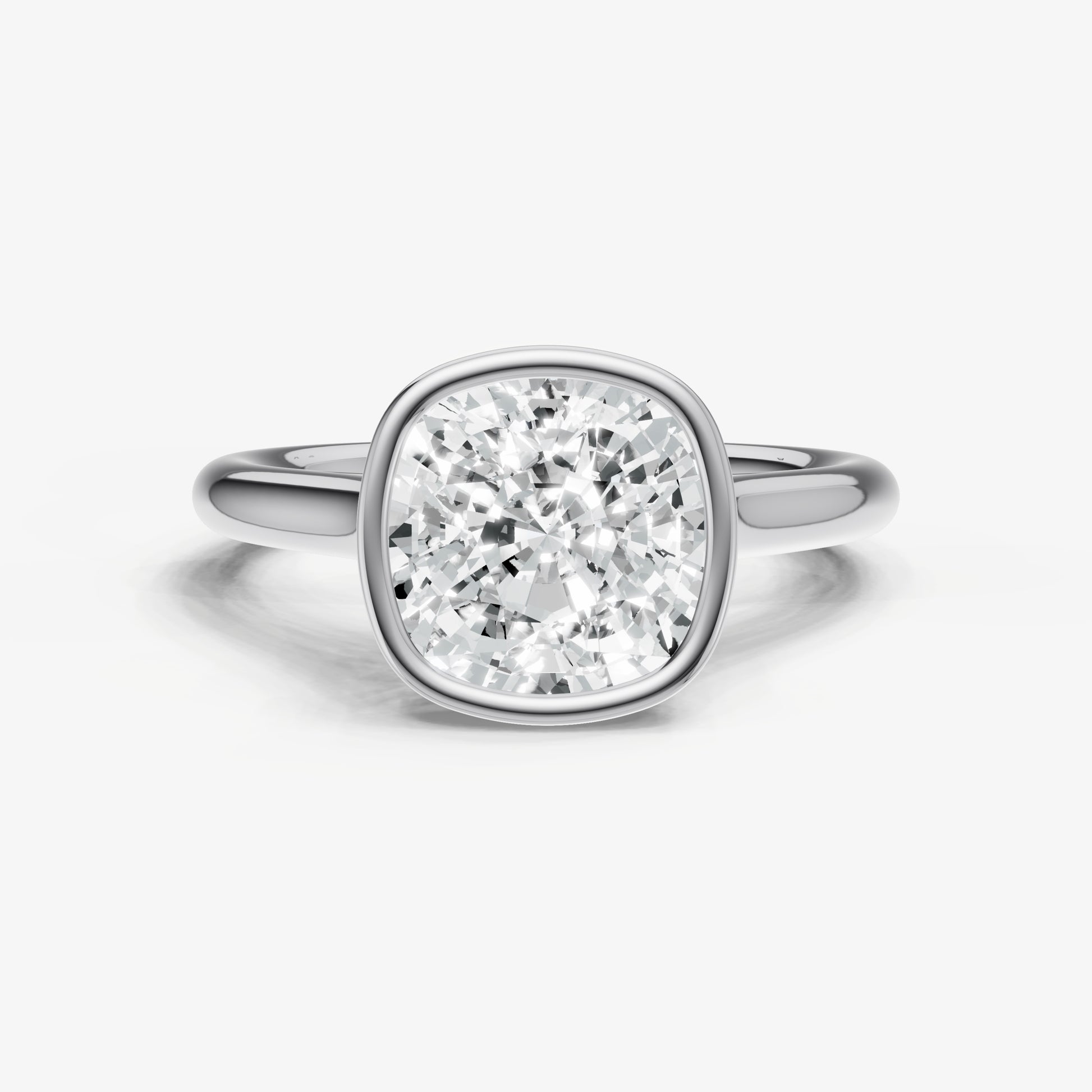 Cushion Bezel Set Cathedral Set Engagement Ring