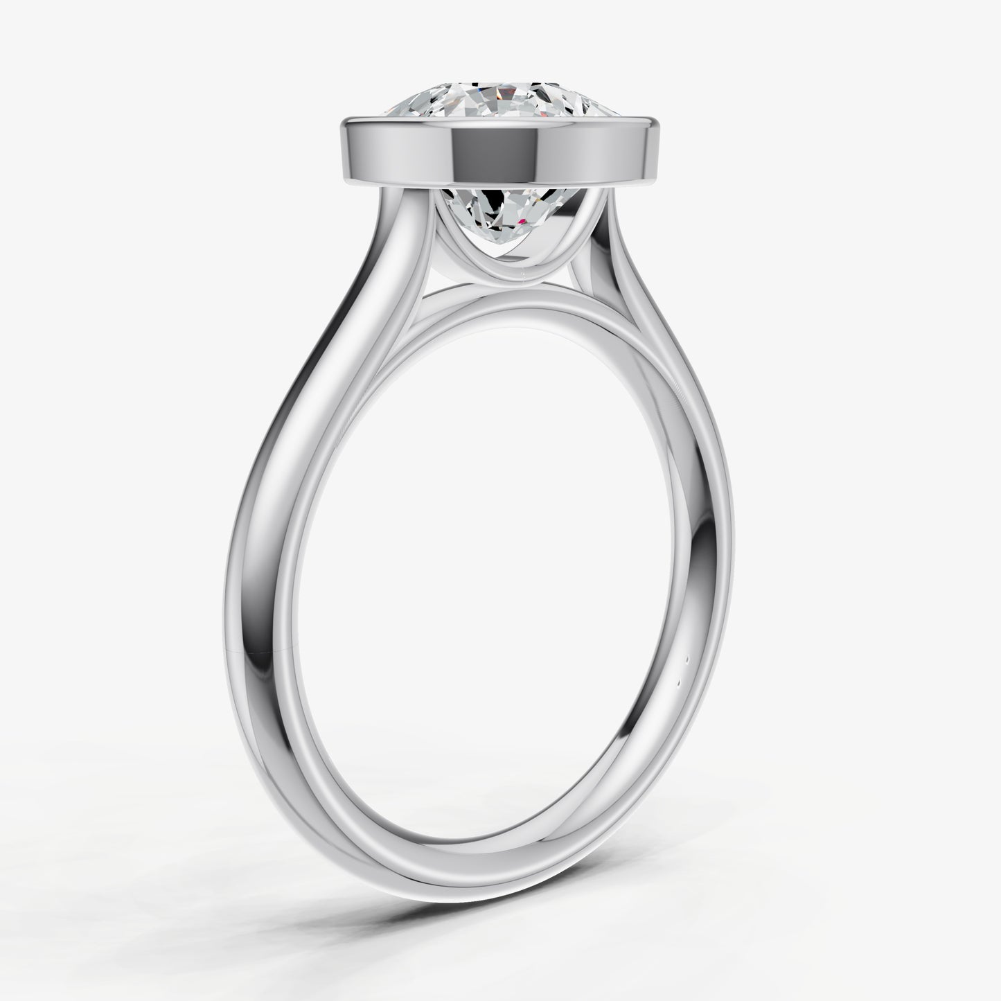 Cushion Bezel Set Cathedral Set Engagement Ring