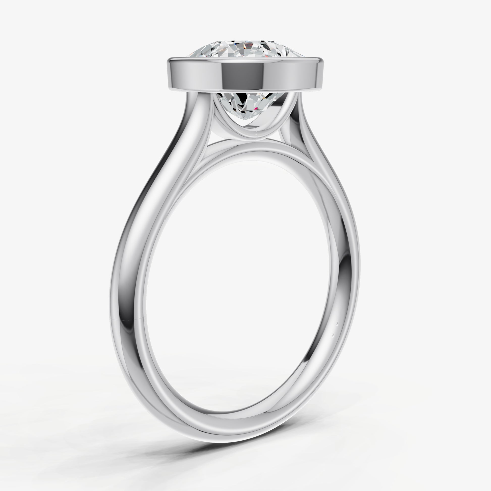 Cushion Bezel Set Cathedral Set Engagement Ring