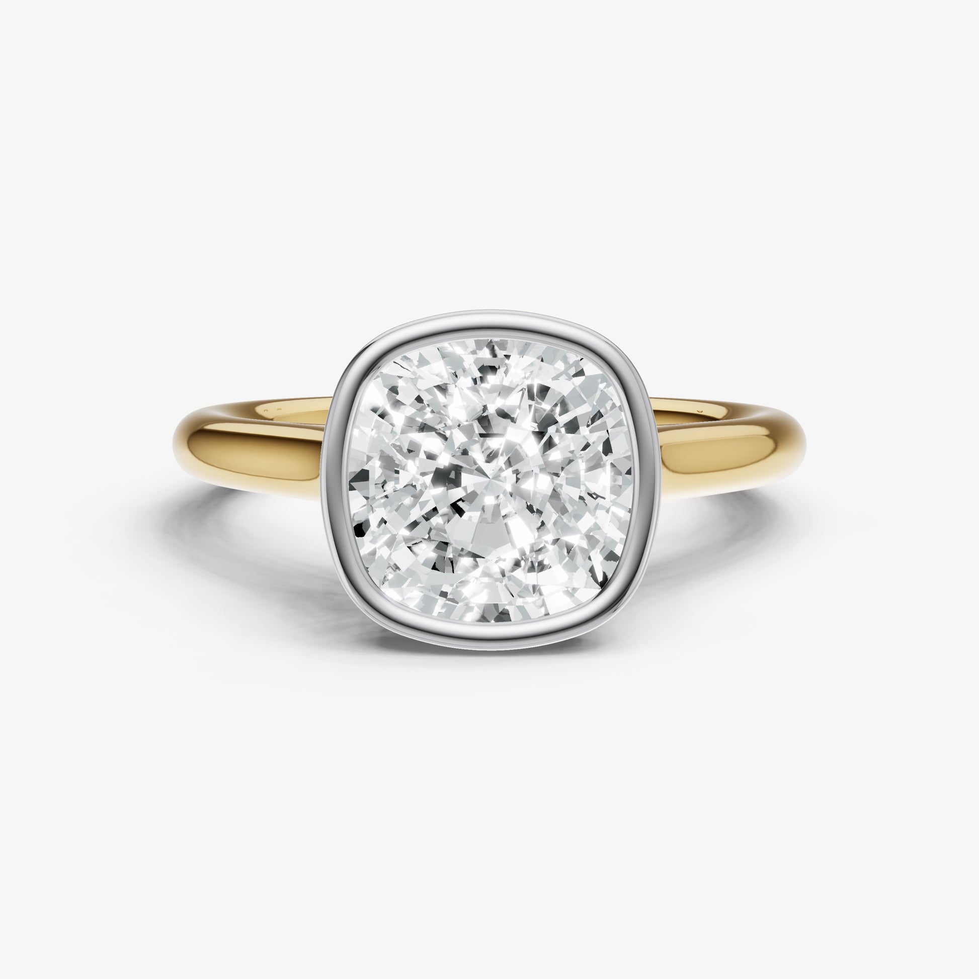 Cushion Bezel Set Cathedral Set Engagement Ring