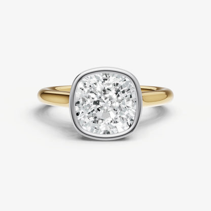 Cushion Bezel Set Cathedral Set Engagement Ring