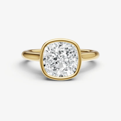 Cushion Bezel Set Cathedral Set Engagement Ring