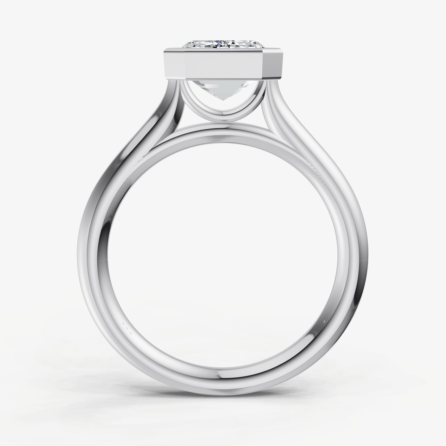 Emerald Bezel Set Cathedral Set Engagement Ring