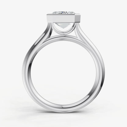Emerald Bezel Set Cathedral Set Engagement Ring