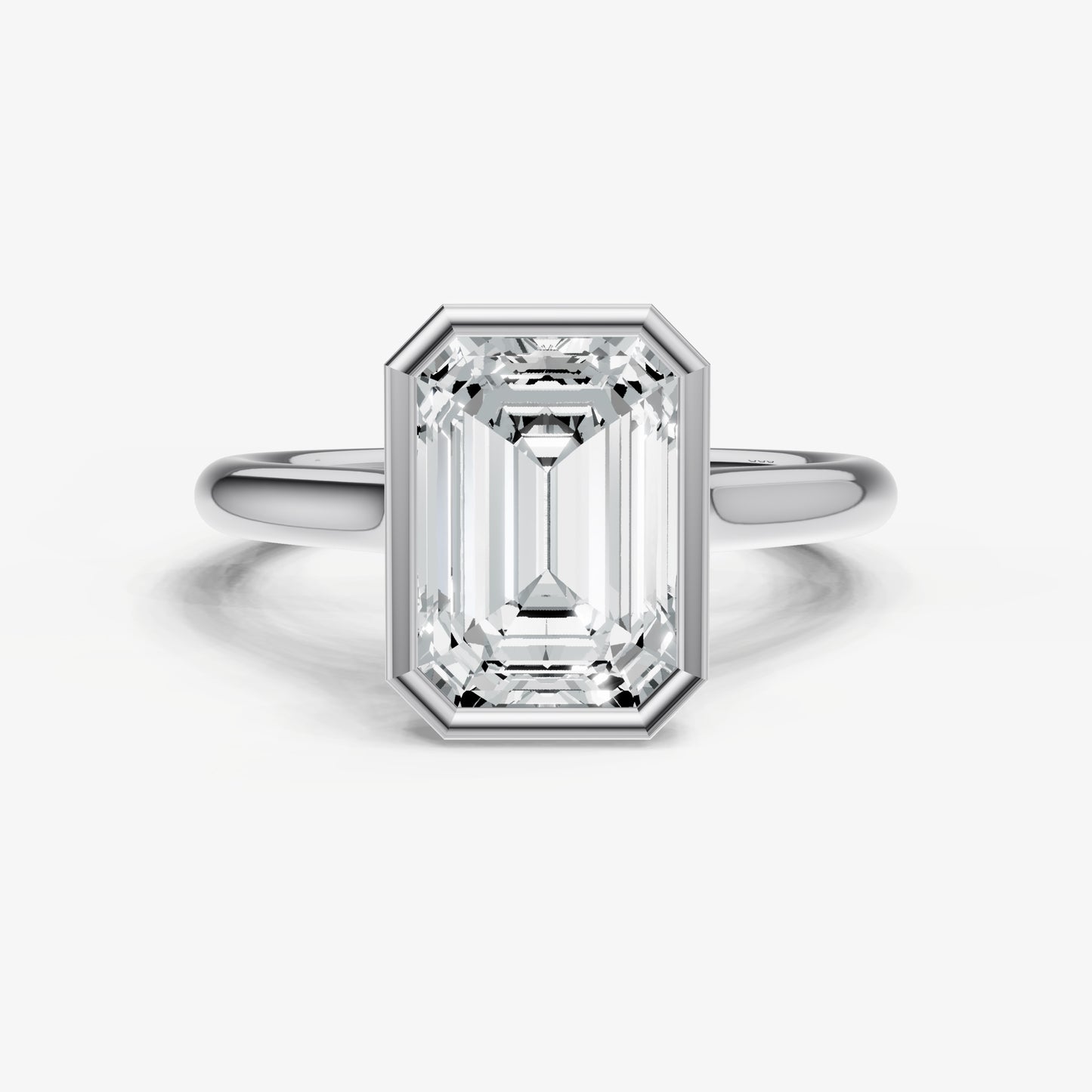 Emerald Bezel Set Cathedral Set Engagement Ring