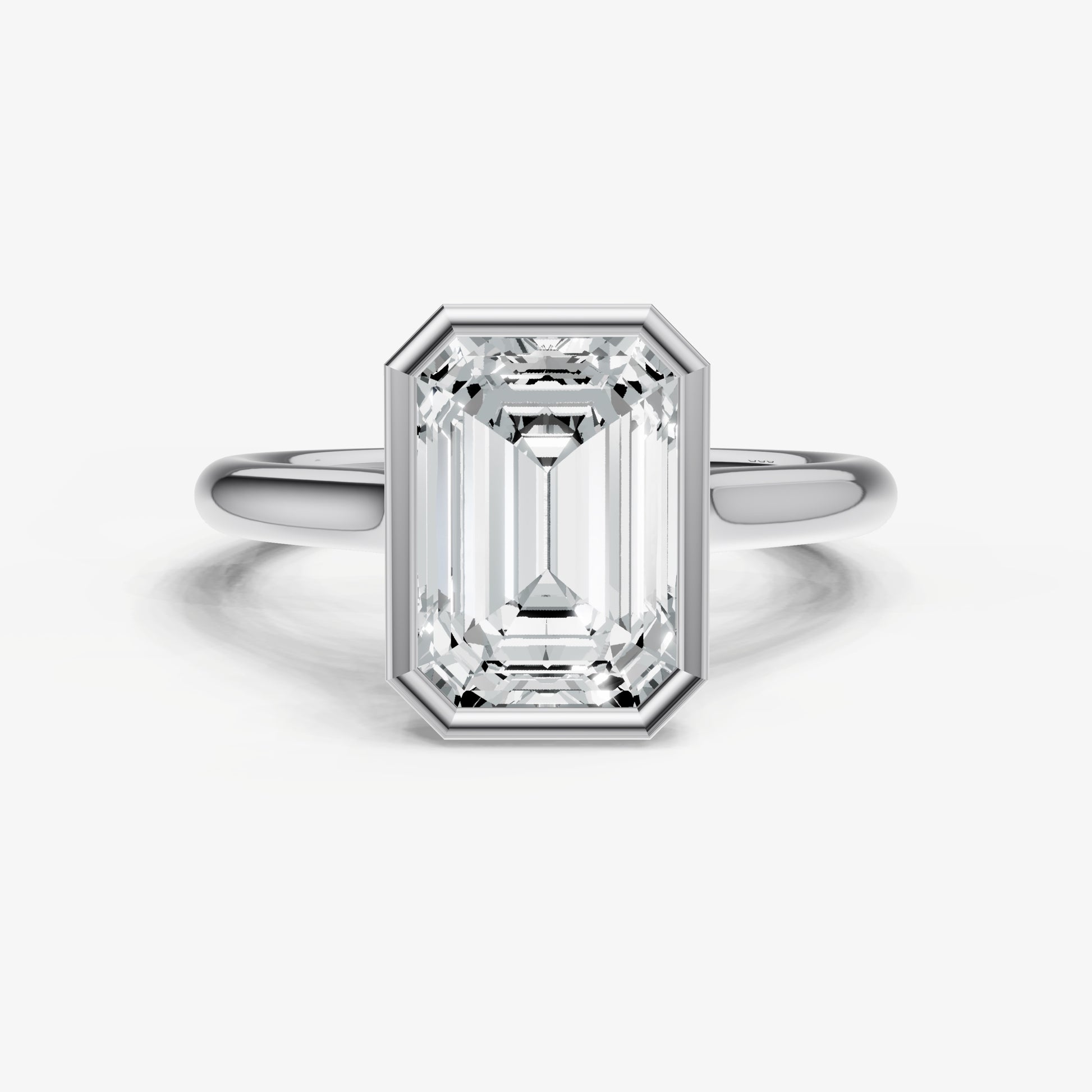 Emerald Bezel Set Cathedral Set Engagement Ring