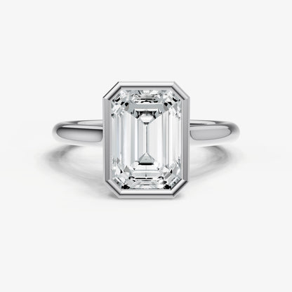 Emerald Bezel Set Cathedral Set Engagement Ring