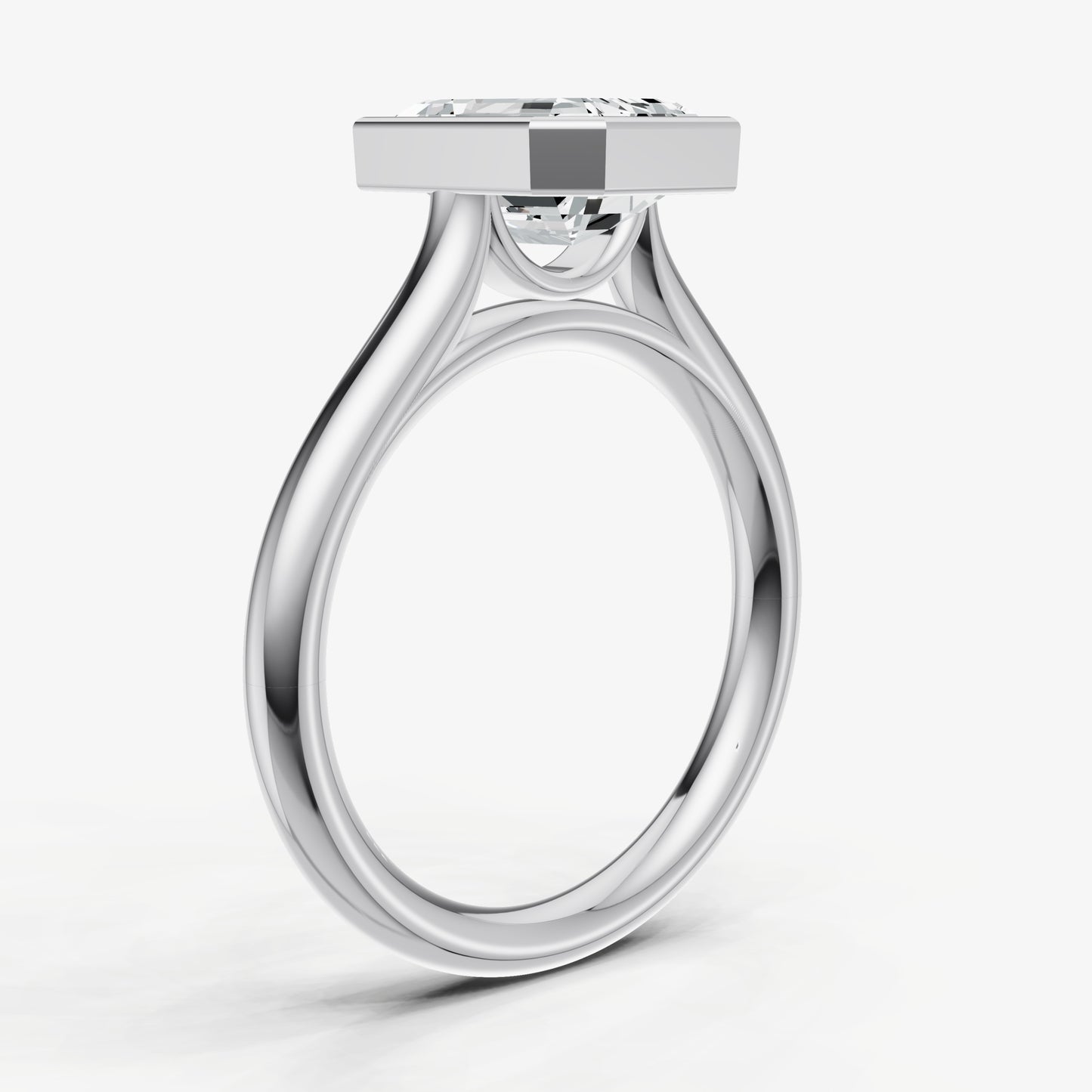 Emerald Bezel Set Cathedral Set Engagement Ring