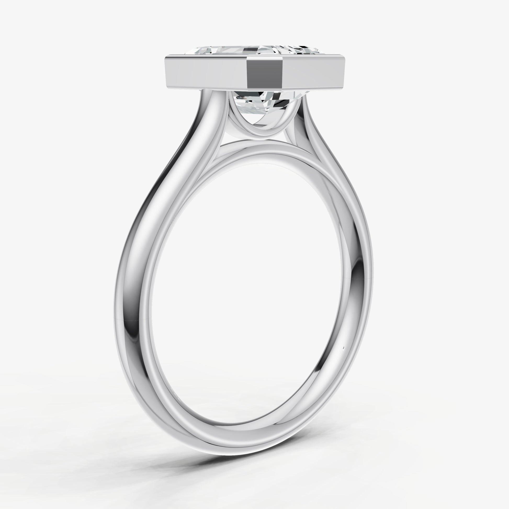 Emerald Bezel Set Cathedral Set Engagement Ring