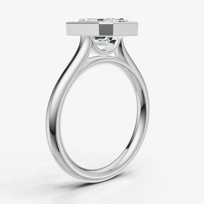 Emerald Bezel Set Cathedral Set Engagement Ring
