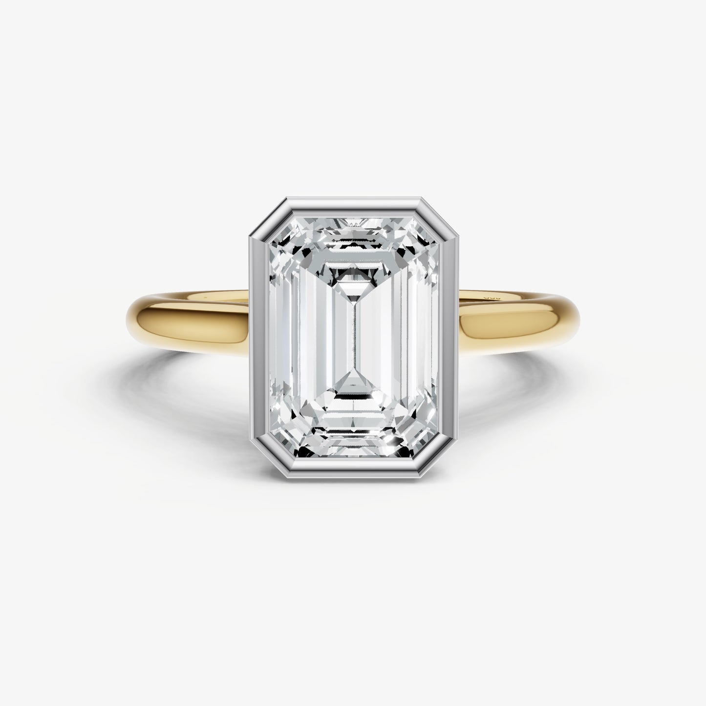 Emerald Bezel Set Cathedral Set Engagement Ring