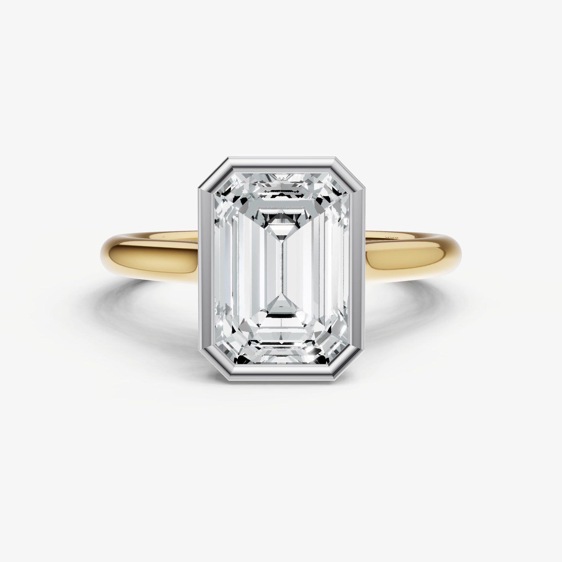 Emerald Bezel Set Cathedral Set Engagement Ring