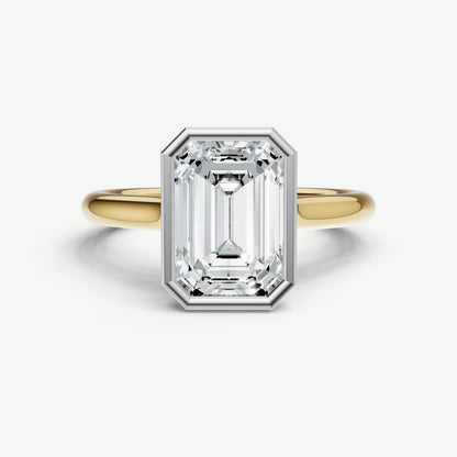 Emerald Bezel Set Cathedral Set Engagement Ring