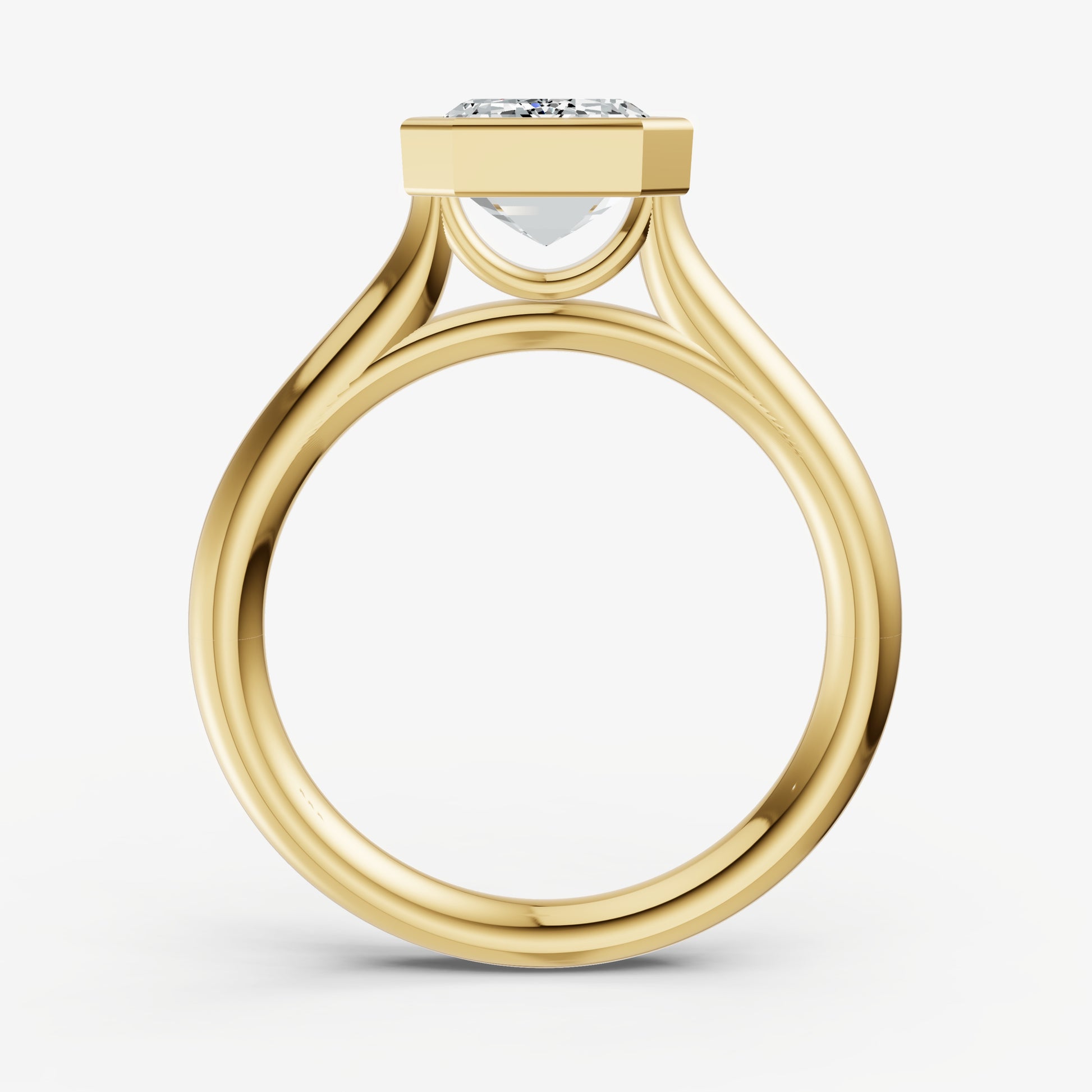 Emerald Bezel Set Cathedral Set Engagement Ring