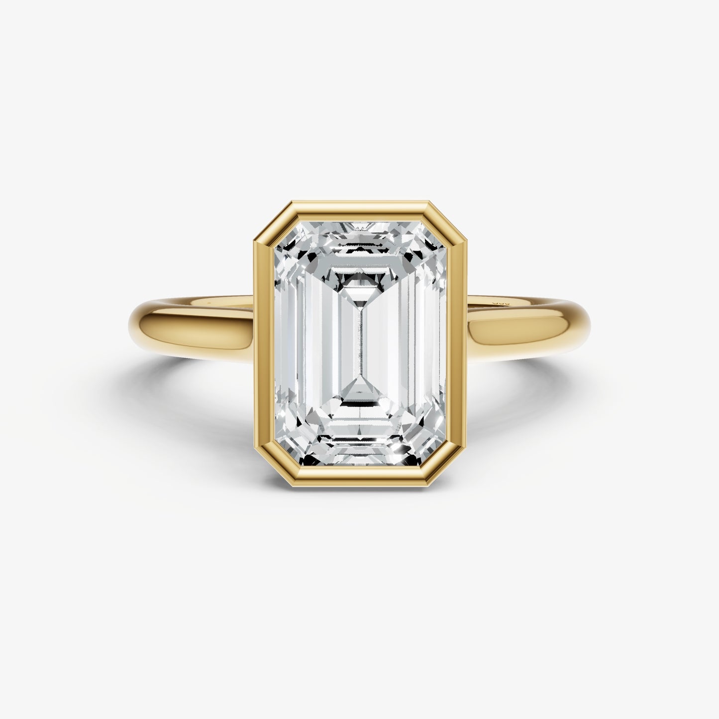 Emerald Bezel Set Cathedral Set Engagement Ring
