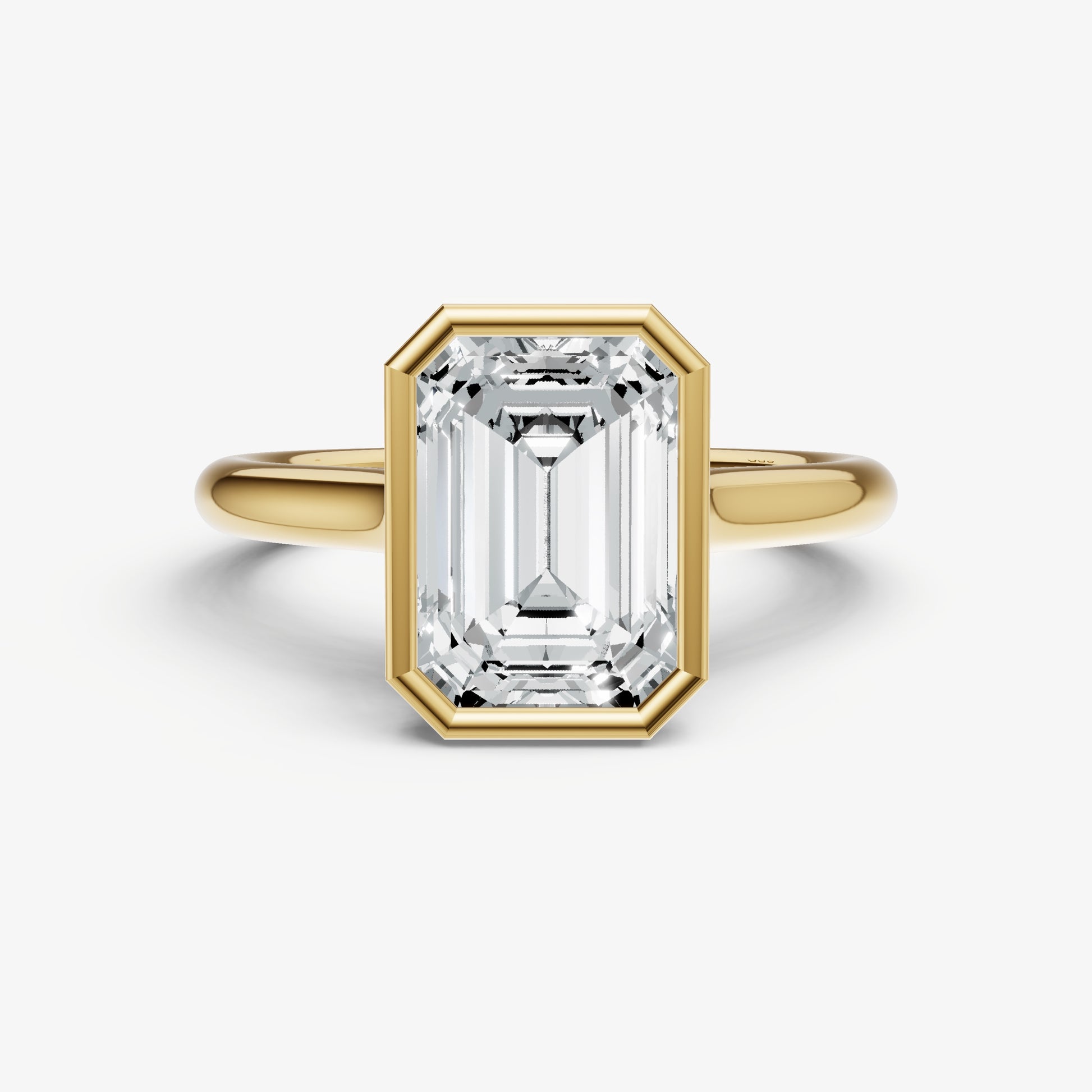 Emerald Bezel Set Cathedral Set Engagement Ring