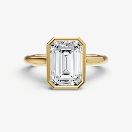Emerald Bezel Set Cathedral Set Engagement Ring