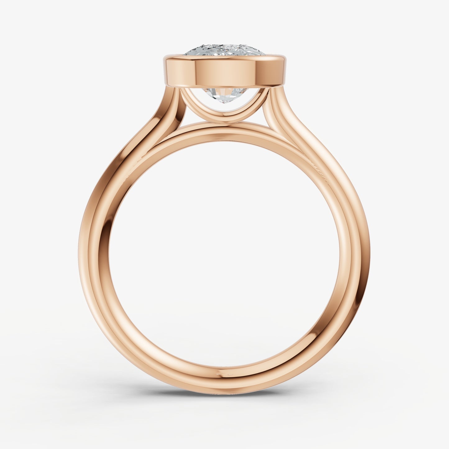 Elongated Cushion Bezel Set Cathedral Set Engagement Ring
