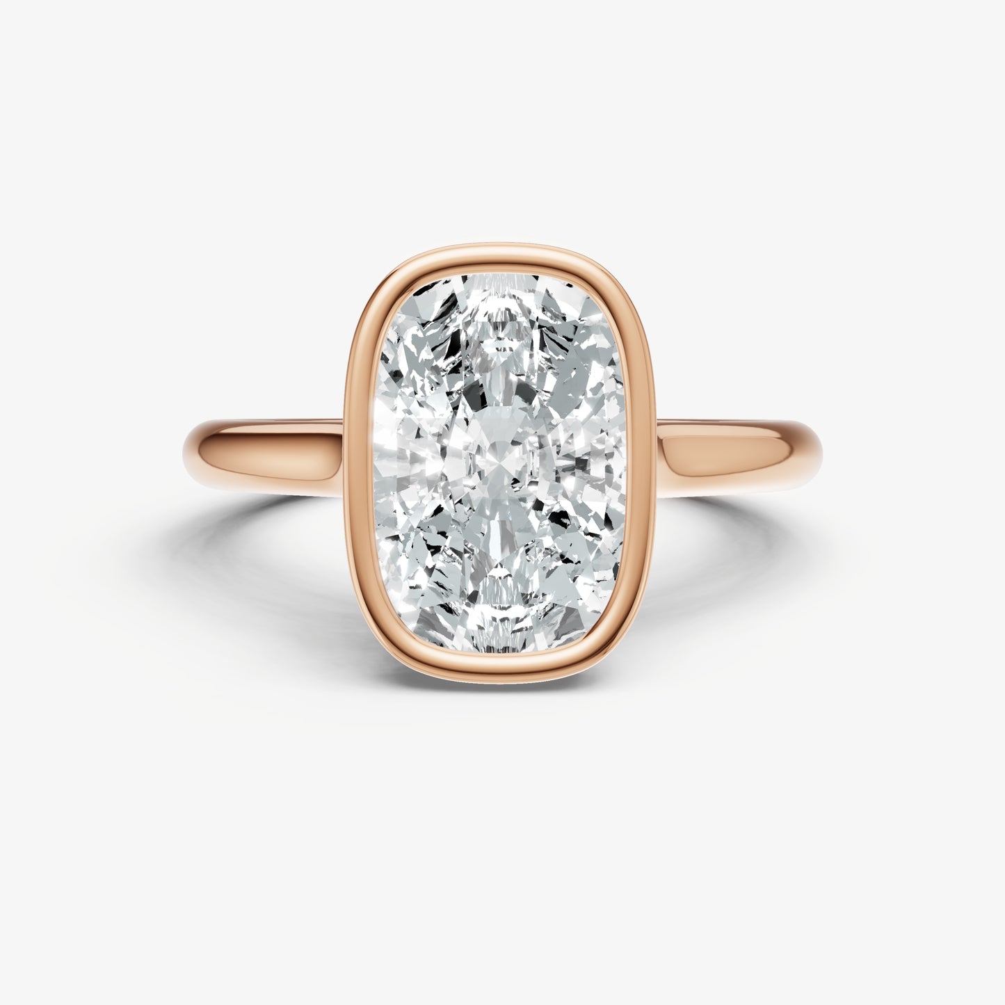 Elongated Cushion Bezel Set Cathedral Set Engagement Ring