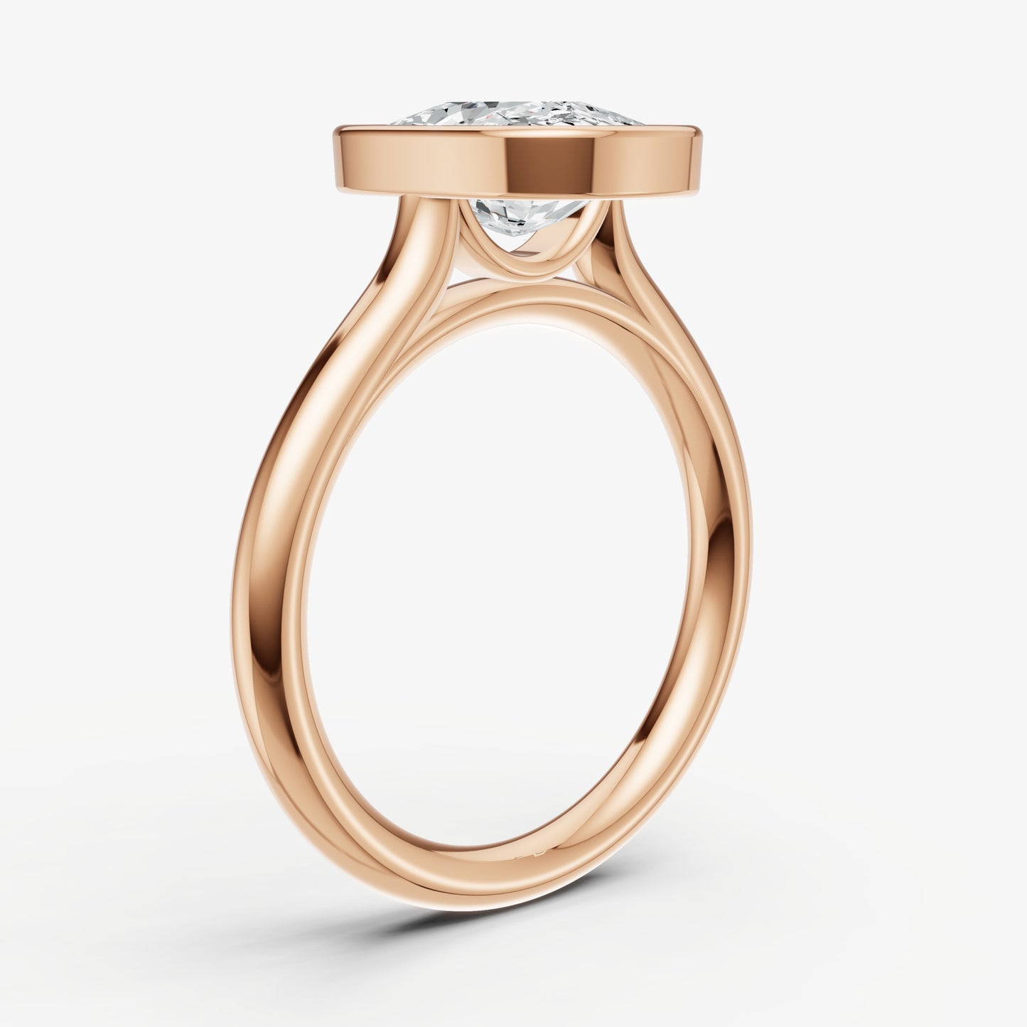 Elongated Cushion Bezel Set Cathedral Set Engagement Ring