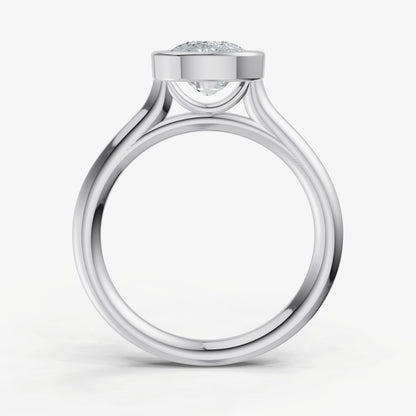 Elongated Cushion Bezel Set Cathedral Set Engagement Ring