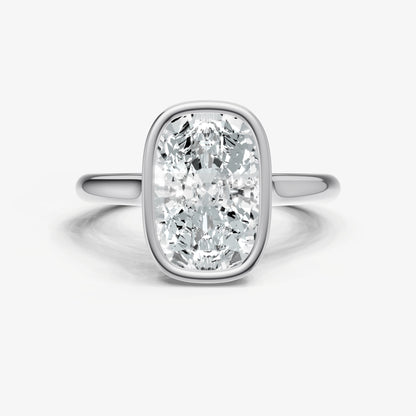 Elongated Cushion Bezel Set Cathedral Set Engagement Ring