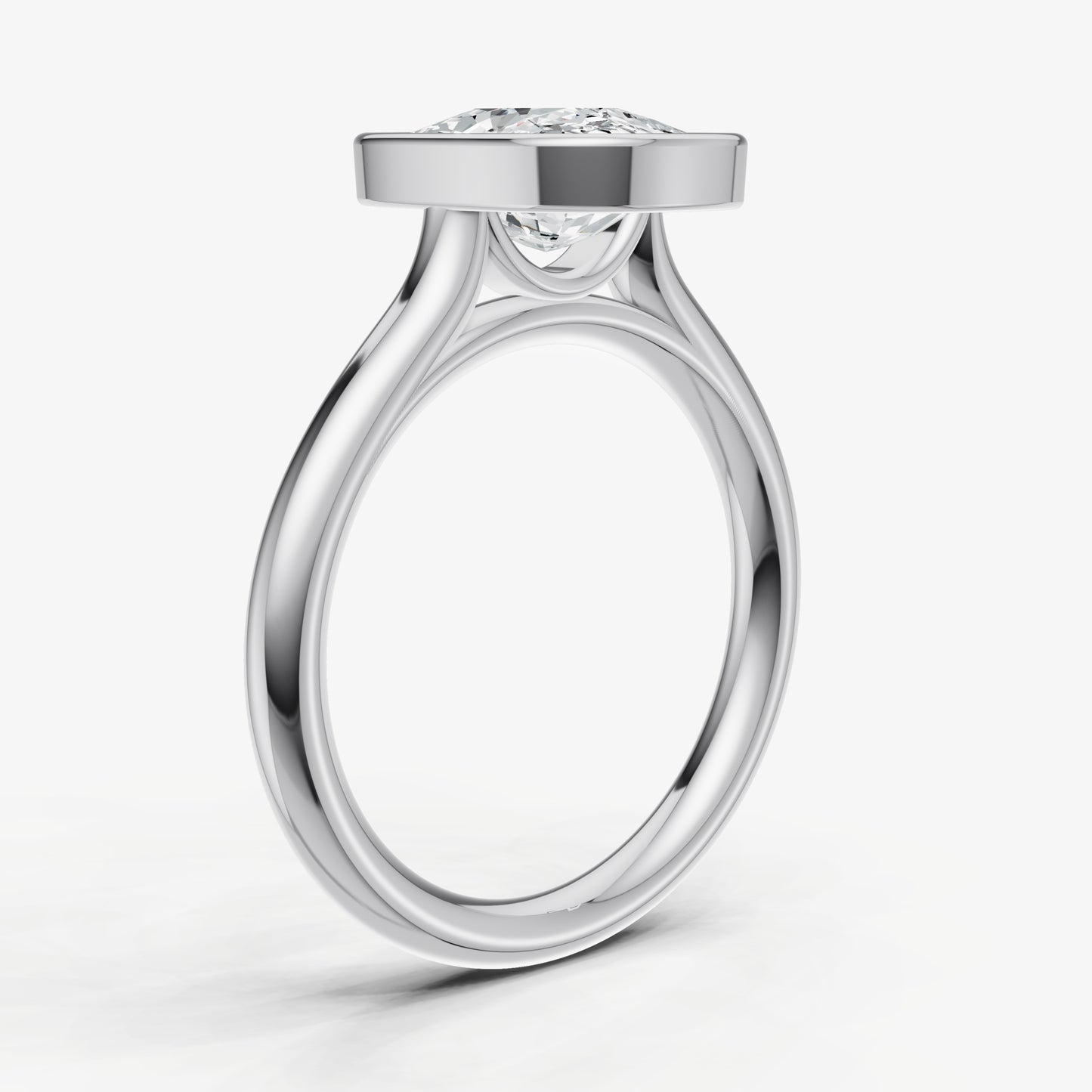Elongated Cushion Bezel Set Cathedral Set Engagement Ring