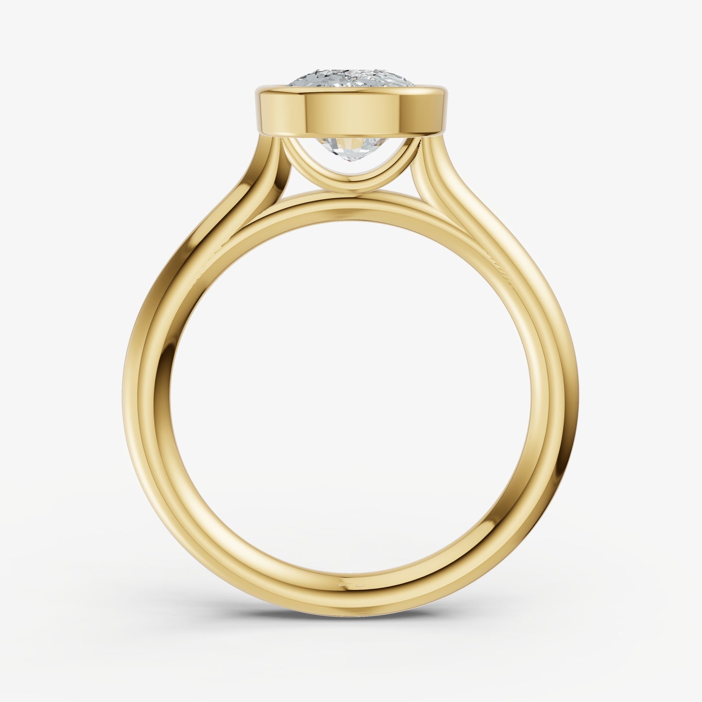 Elongated Cushion Bezel Set Cathedral Set Engagement Ring