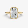 Elongated Cushion Bezel Set Cathedral Set Engagement Ring