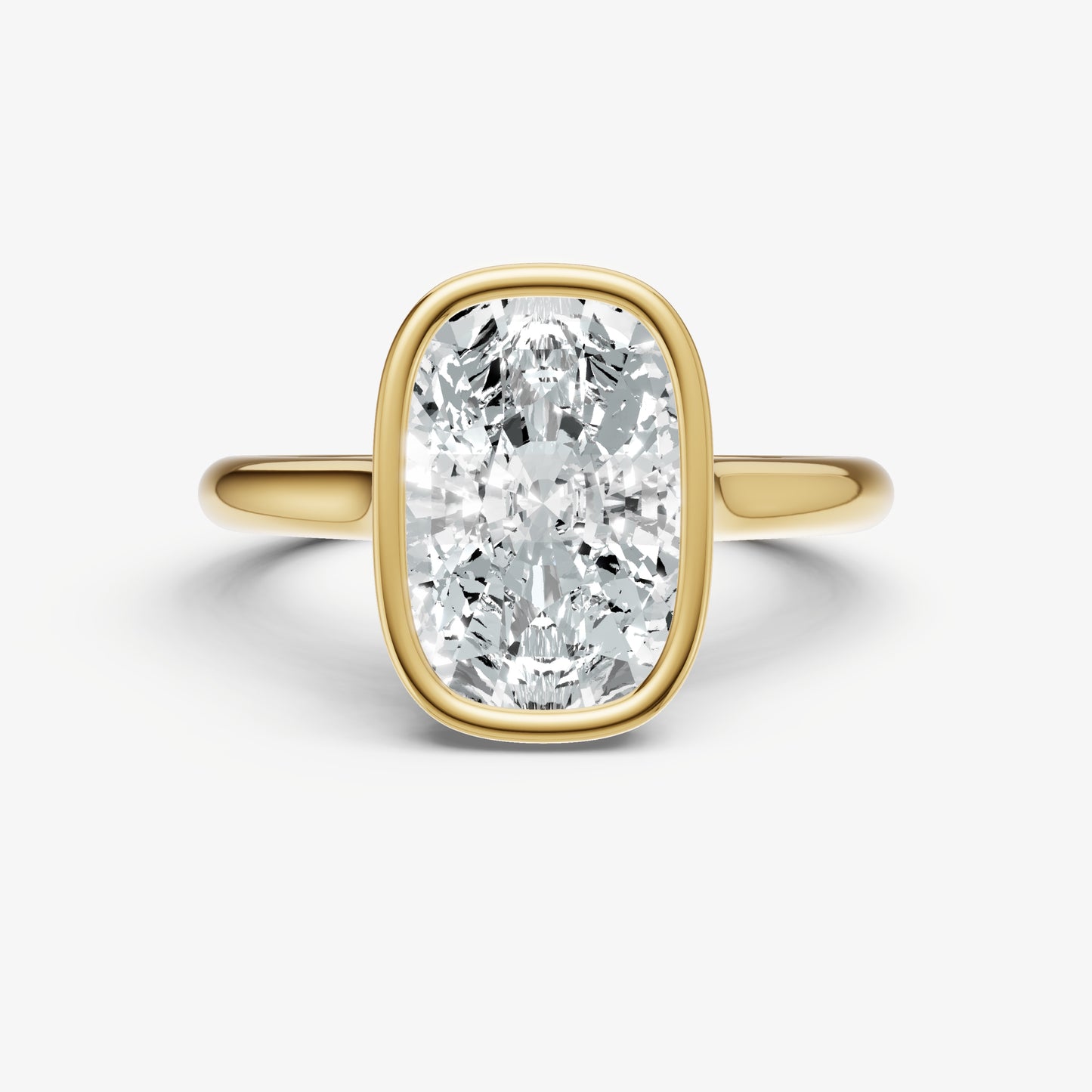 Elongated Cushion Bezel Set Cathedral Set Engagement Ring