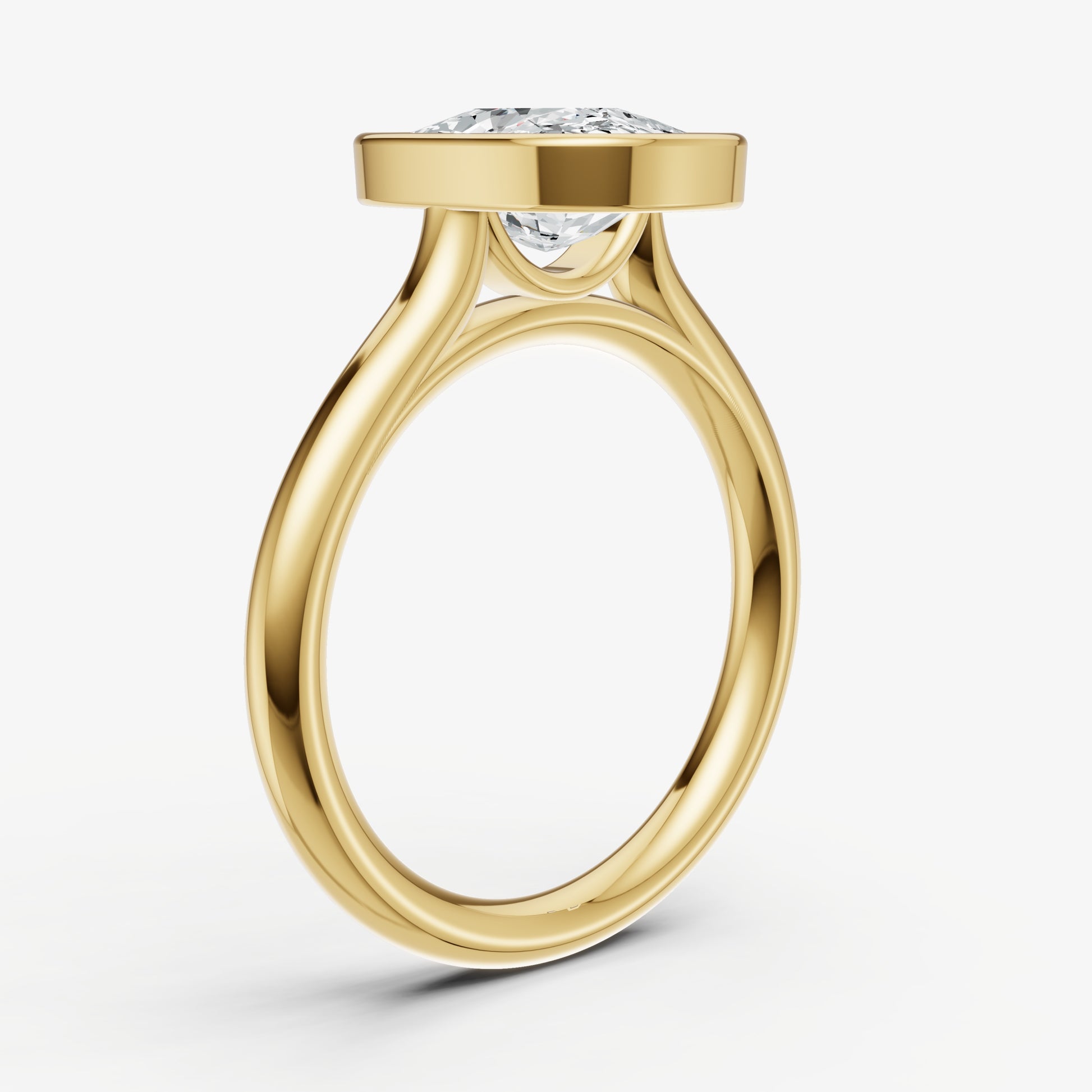 Elongated Cushion Bezel Set Cathedral Set Engagement Ring