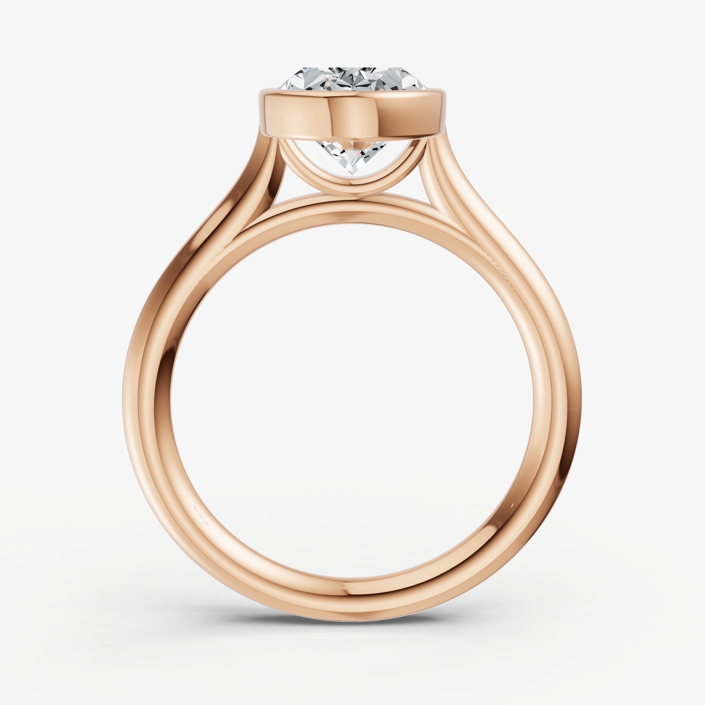 Oval Bezel Set Cathedral Set Engagement Ring