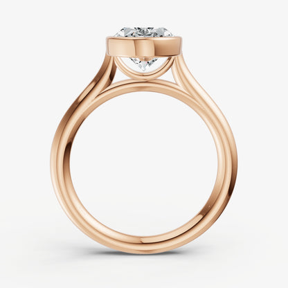 Oval Bezel Set Cathedral Set Engagement Ring