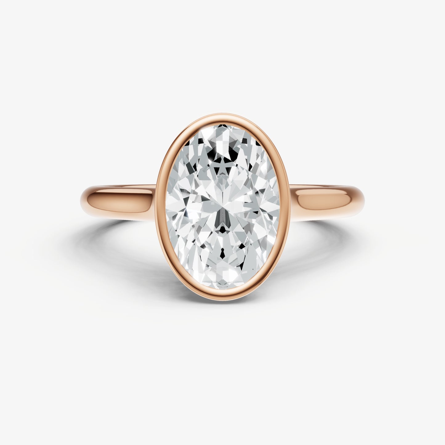 Oval Bezel Set Cathedral Set Engagement Ring