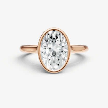 Oval Bezel Set Cathedral Set Engagement Ring
