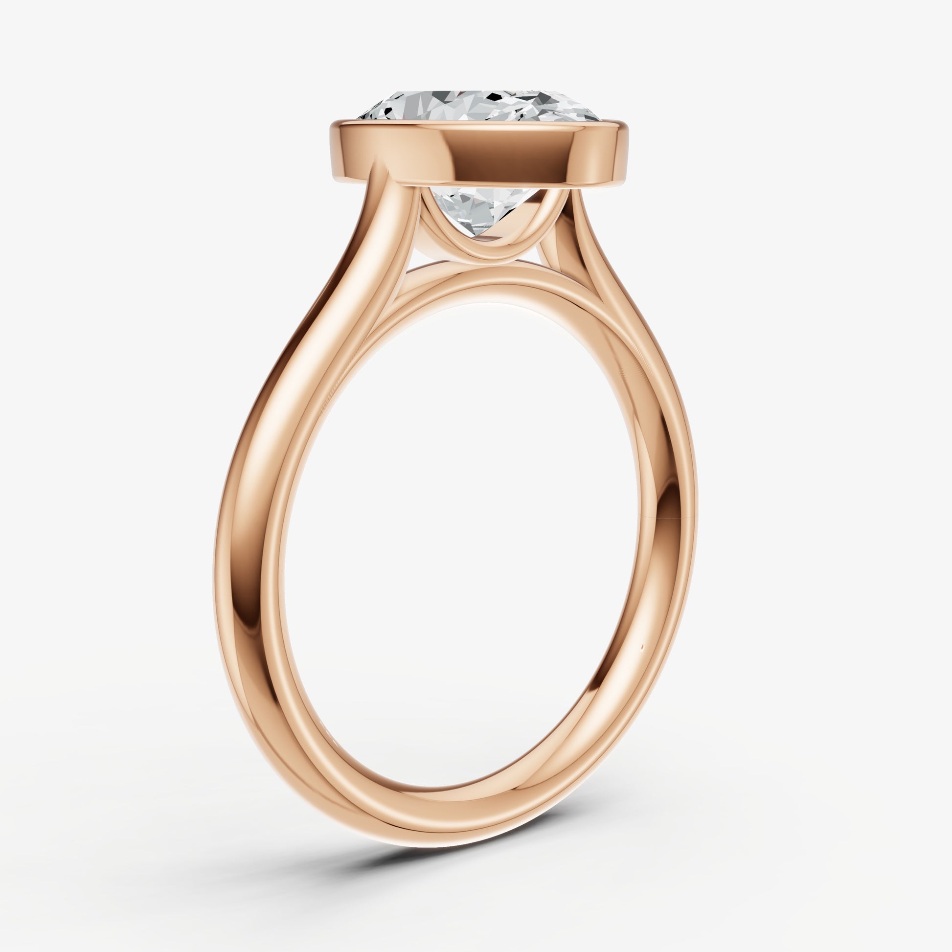 Oval Bezel Set Cathedral Set Engagement Ring