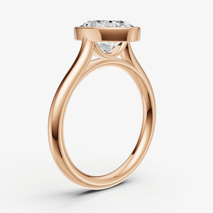 Oval Bezel Set Cathedral Set Engagement Ring
