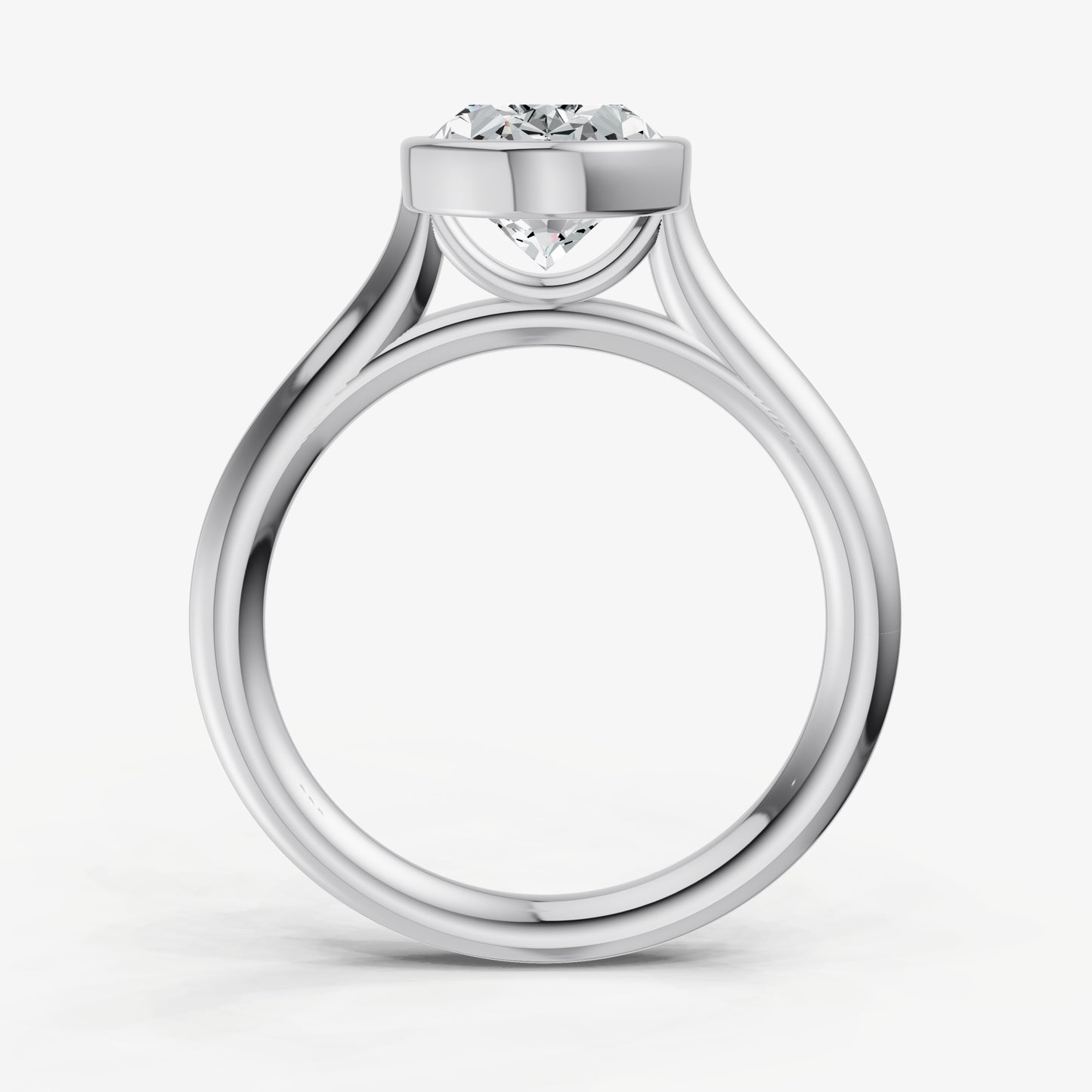 Oval Bezel Set Cathedral Set Engagement Ring