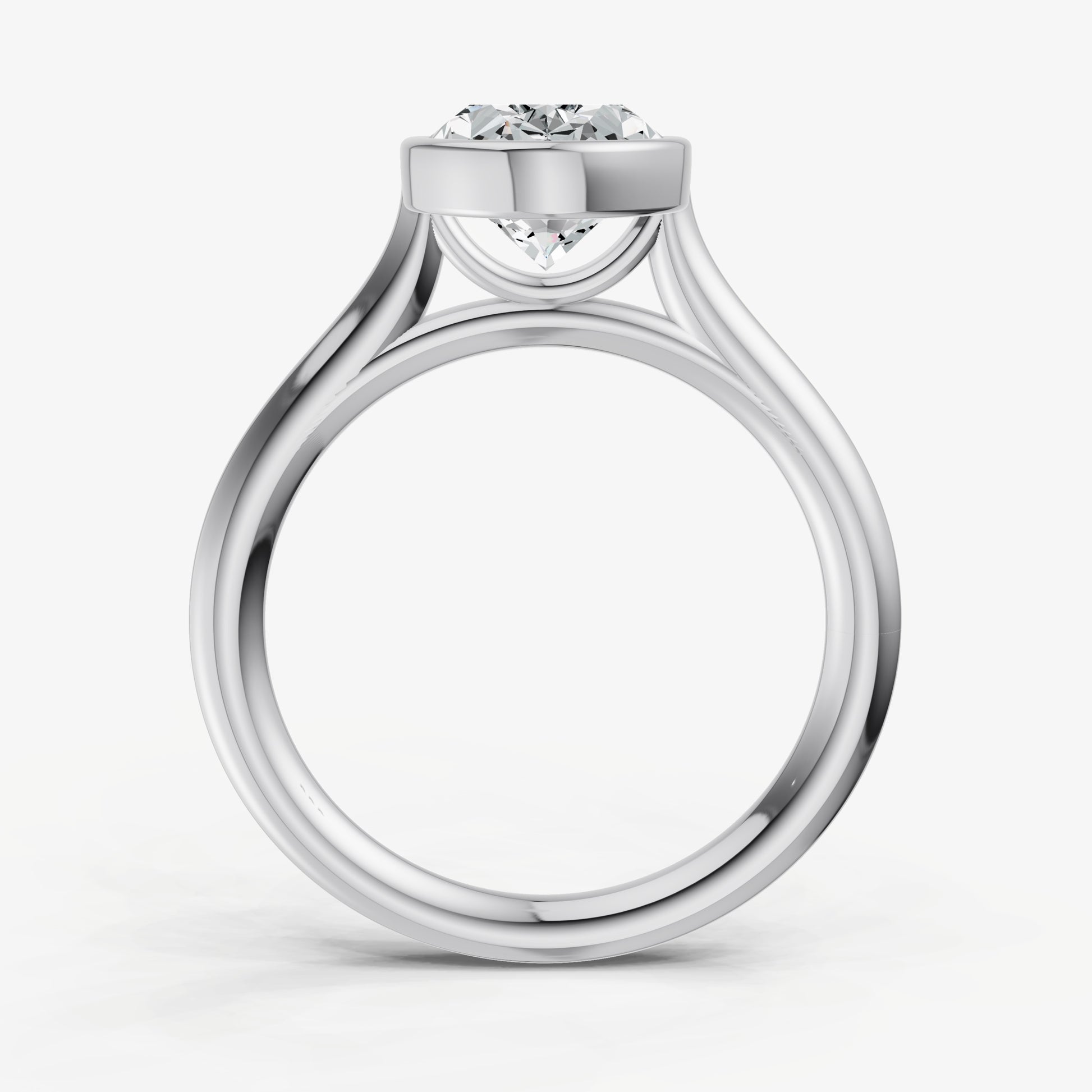 Oval Bezel Set Cathedral Set Engagement Ring