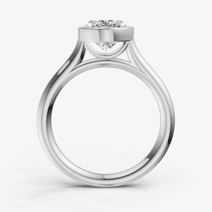 Oval Bezel Set Cathedral Set Engagement Ring