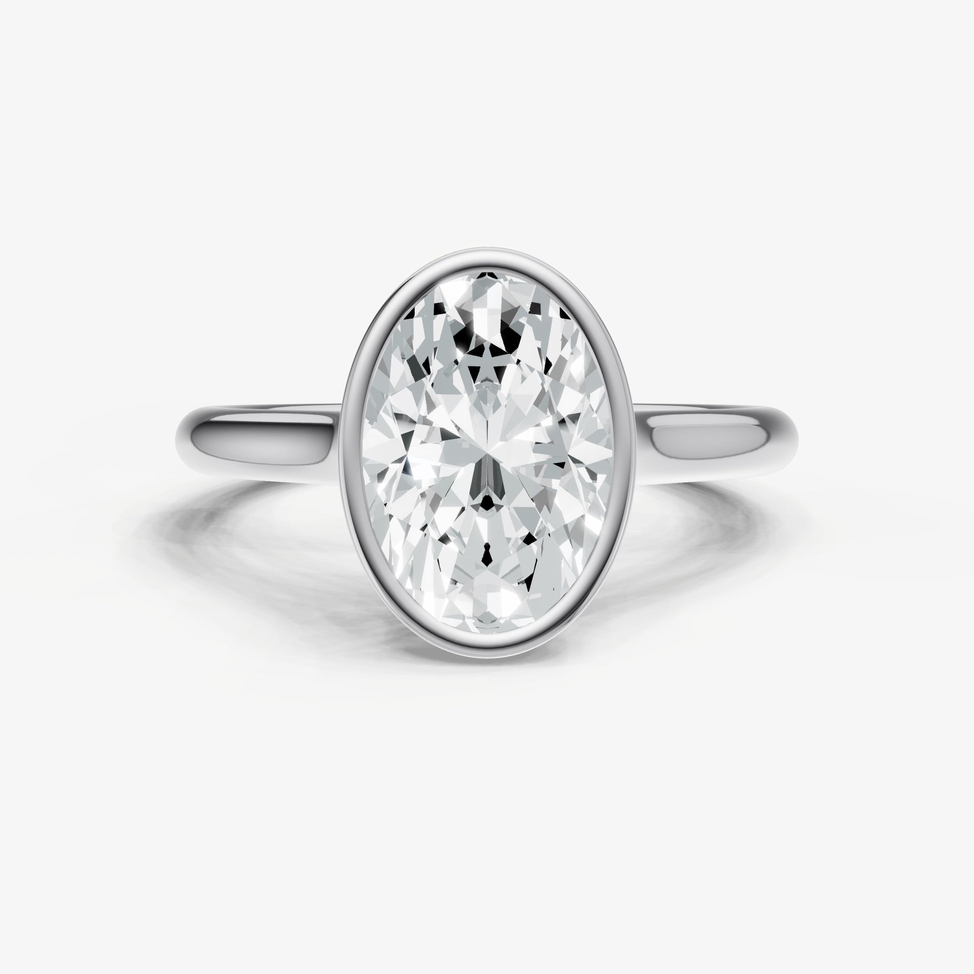 Oval Bezel Set Cathedral Set Engagement Ring